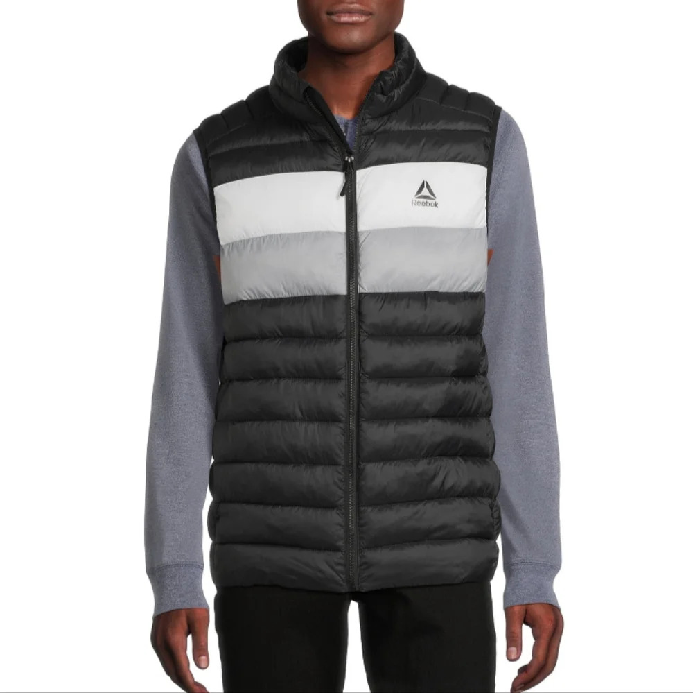 Reebok Men’s Size Large Lightweight Puffer Vest Glacier shield insulation NWT